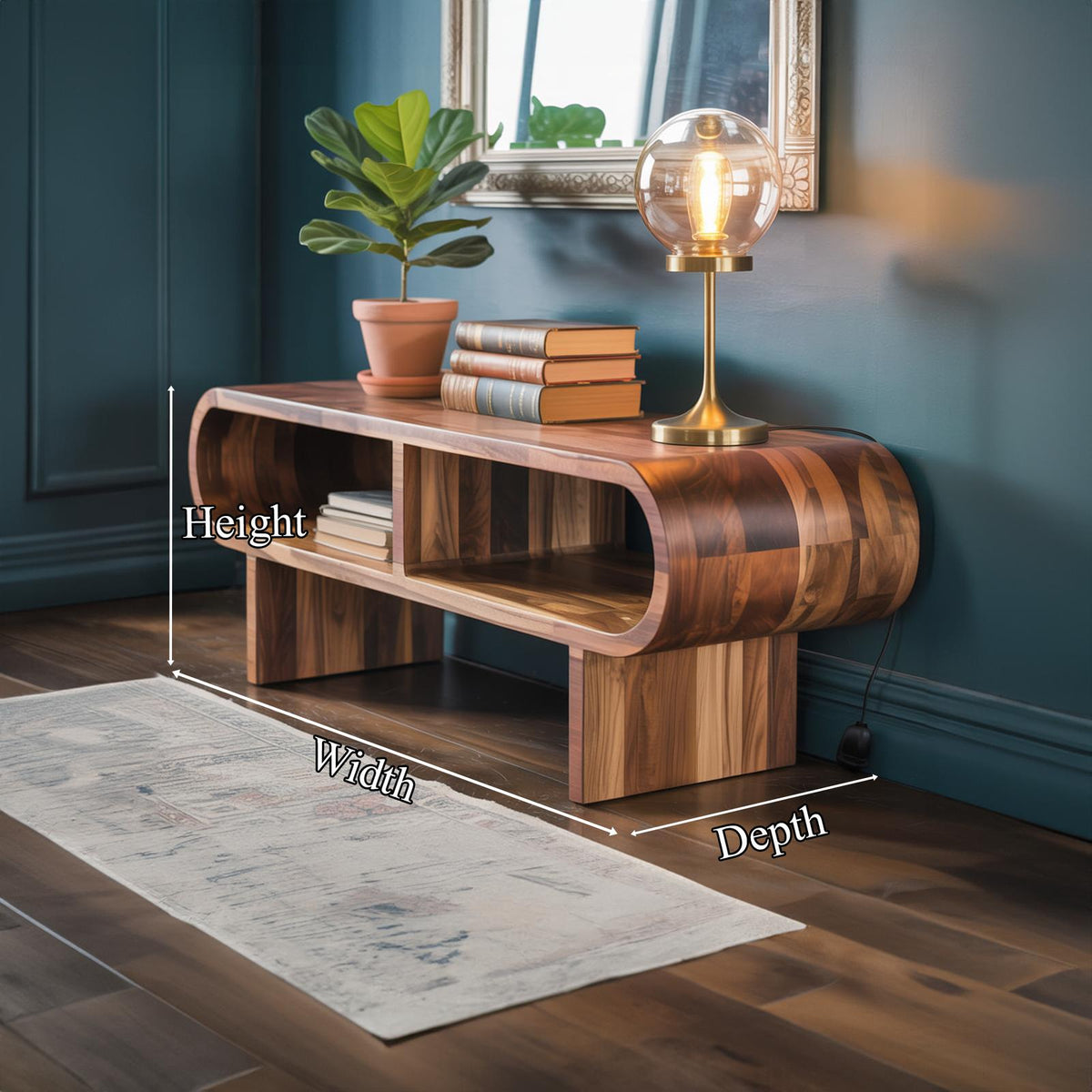 Spry Interior Organic Modern Rounded Wood Cabinet, Curved Bedroom Dresser & Living Room Accent Storage Sideboard, Model SINLKISC285