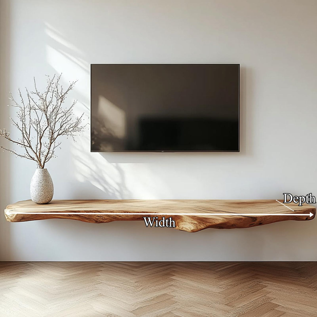 Rustic Floating TV Shelf For Living Room And Media Room