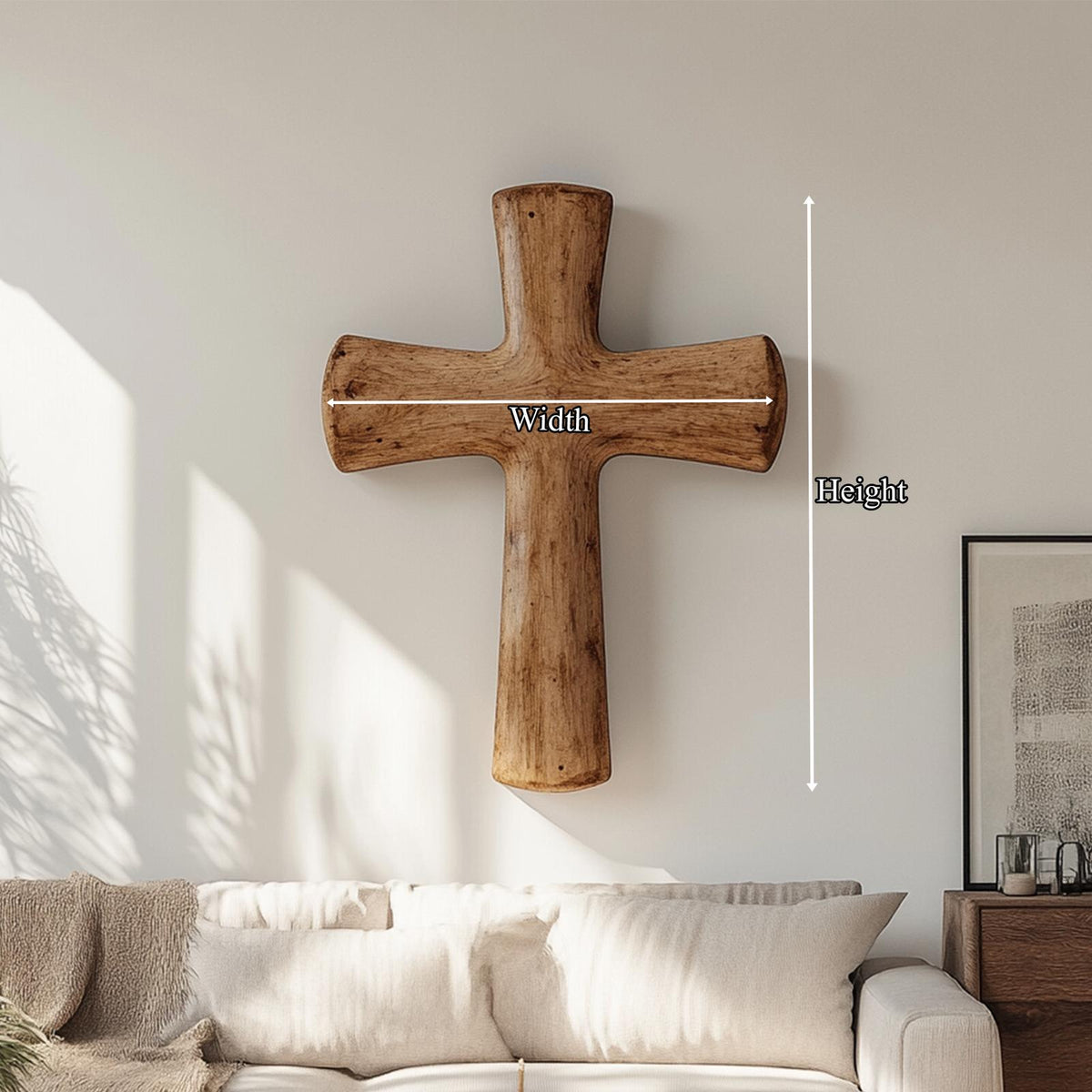 Spry Interior Rustic Handcrafted Wood Wall Cross, Christian Religious Hanging Sculpture for Living Room, Bedroom & Home Office SINLKIWD006