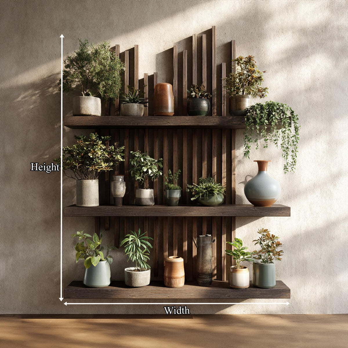Rustic Modern Wooden Wall Shelf Plant Display Decor