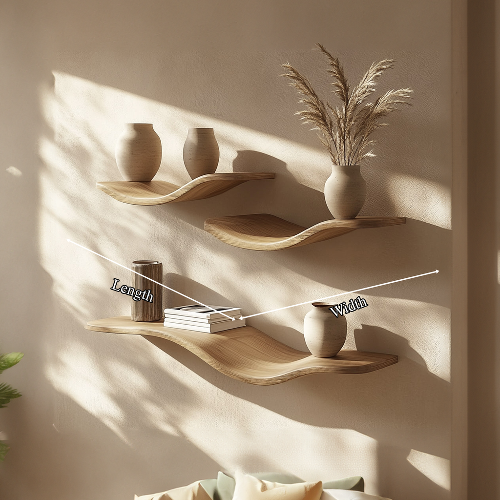 Rustic Wavy Floating Shelf Modern Living Room Wall Decor
