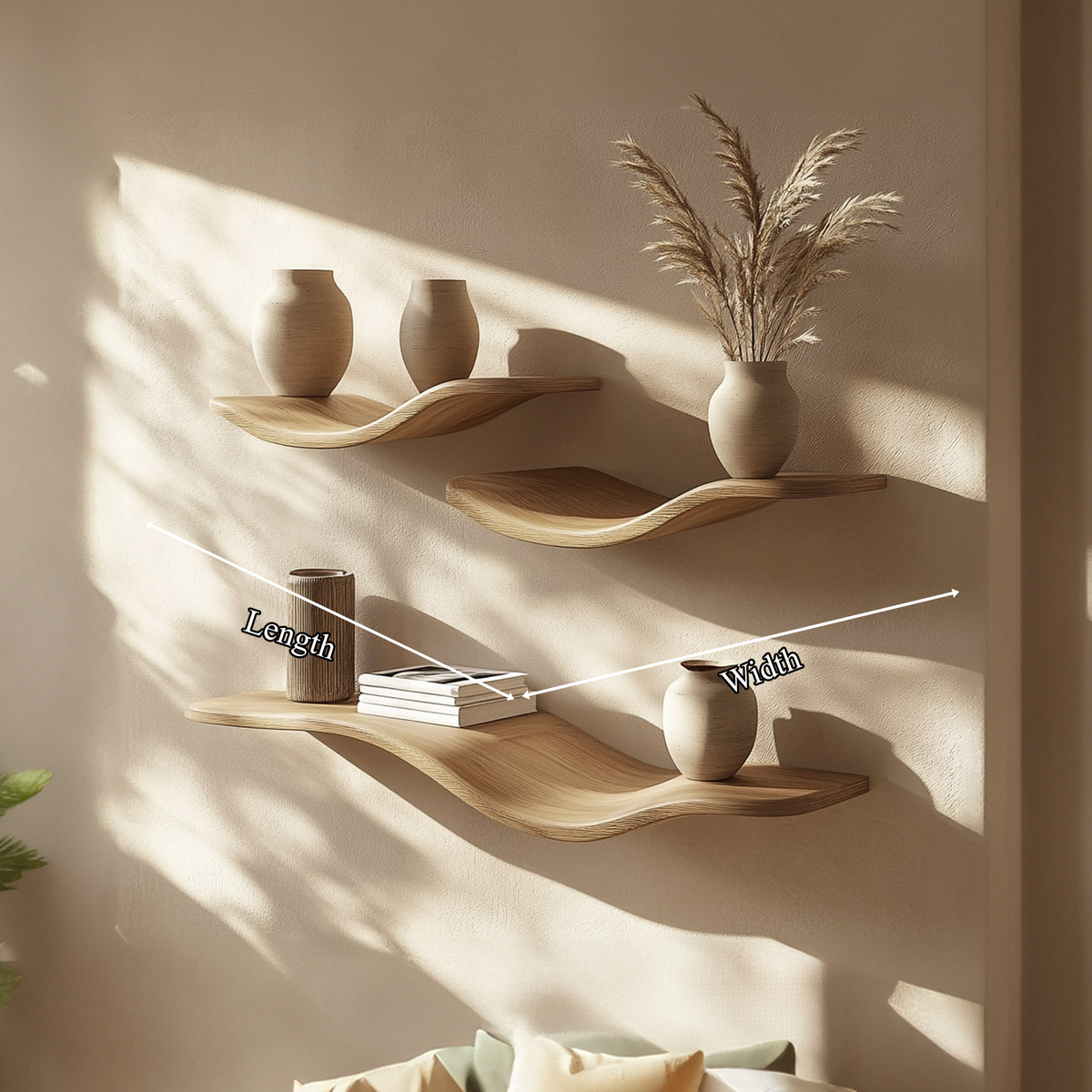 Rustic Wavy Floating Shelf Modern Living Room Wall Decor