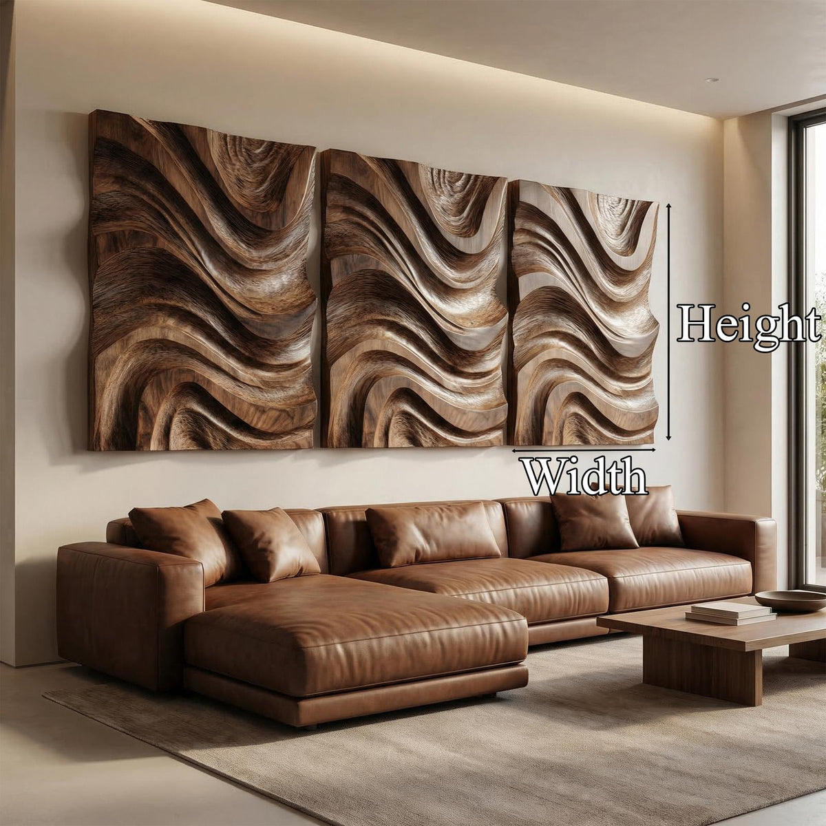 Modern Abstract Wall Art, Handcrafted Textured Wooden Hanging Sculptural Art for Bedroom