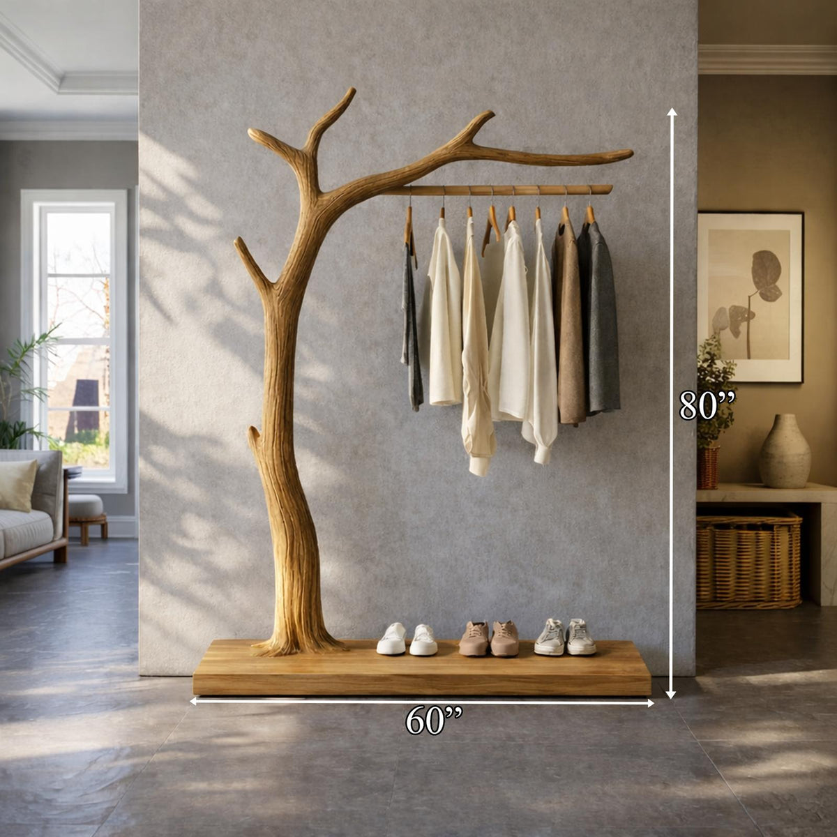 Rustic Wooden Coat Rack Entryway Interior