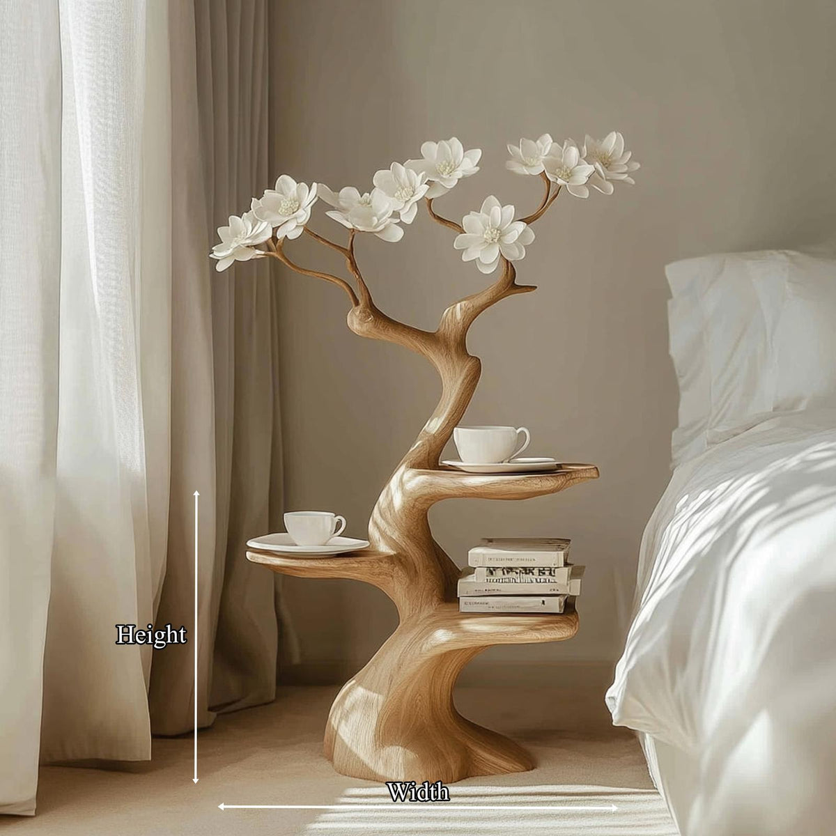Rustic Decorative Wooden Side Table, Handcrafted Accent End Table & Bedside Nightstand for Living Room, Reading Nook