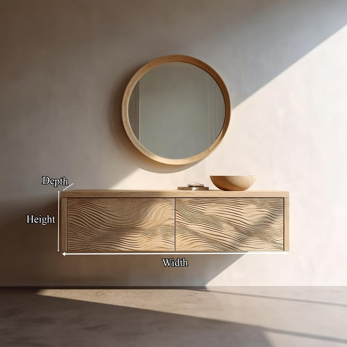 Spry Interior Rustic Solid Wood Bathroom Vanity Cabinet, Minimalist Wooden Floating Single Sink Console Storage Organizer, SINLKIBRV155