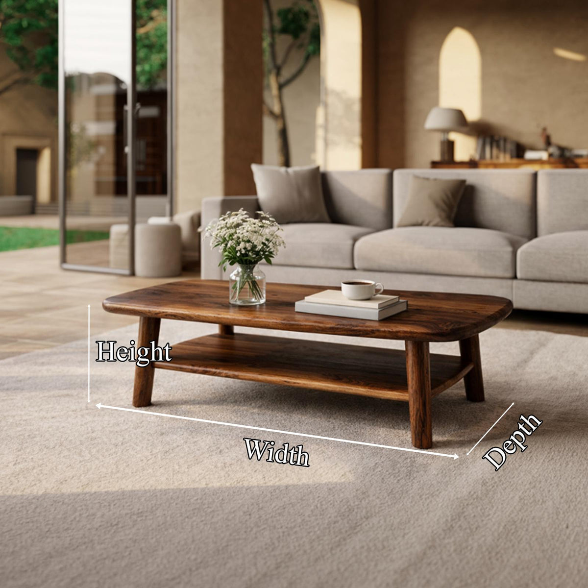 Refined Modern Solid Wood Coffee Table, Elegant Minimalist Center Table for Sophisticated Living Room Interior