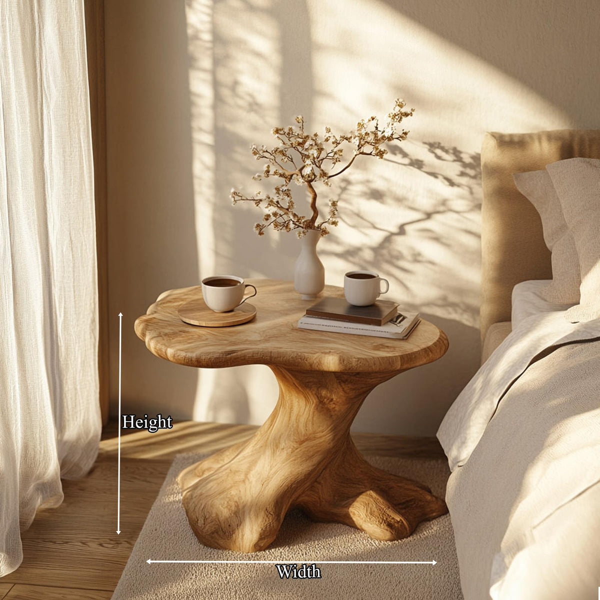 Rustic Modern Sculptural Side Table Bedroom Entryway