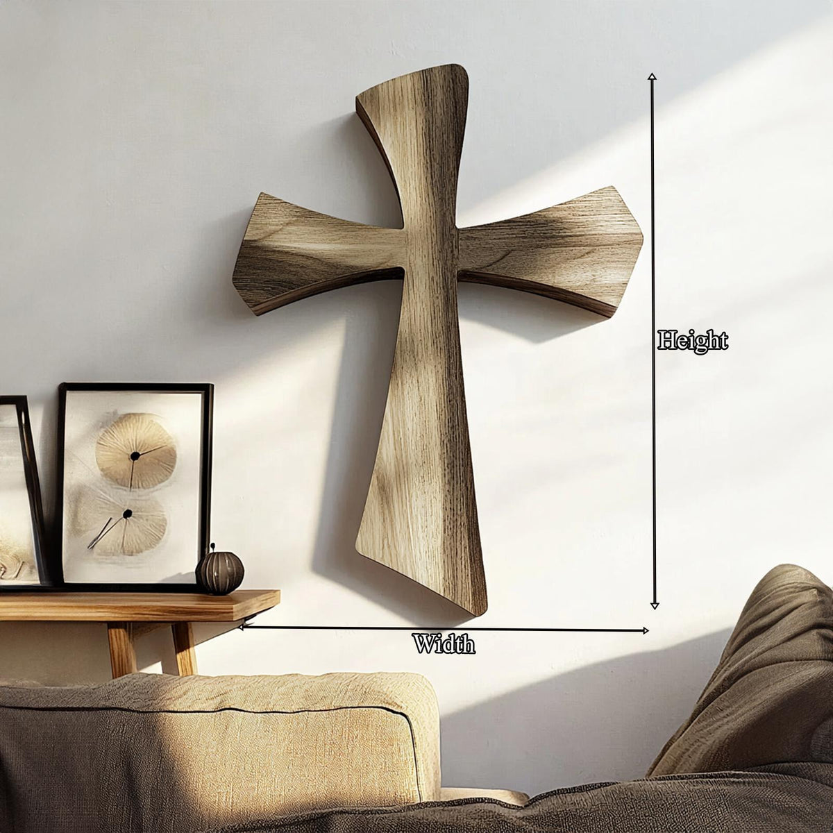 Spry Interior Rustic Faith Wooden Wall Cross, Handcrafted Spiritual Christian Hanging Art for Home Chapel, Living Room & Study SINLKIWD010