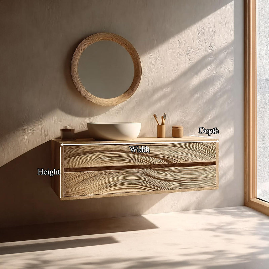 Spry Interior Rustic Wood Bathroom Vanity Cabinet, Wall Mounted Floating Single Sink Console Organizer Storage for Bathroom, SINLKIBRV153