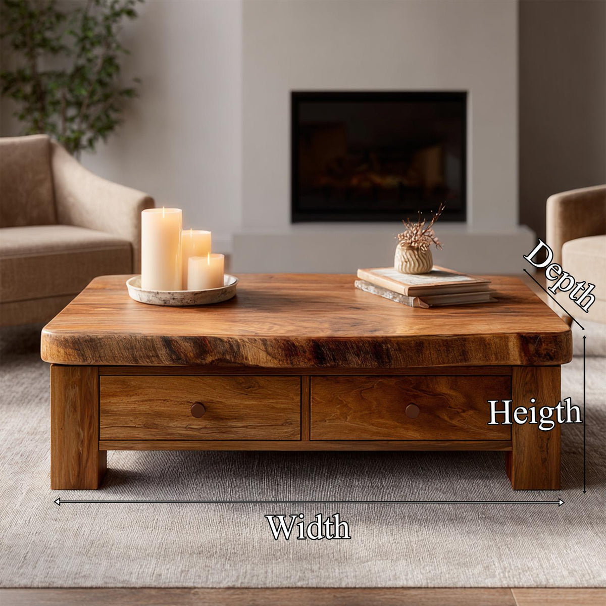 Spry Interior Heirloom Style Solid Wood Coffee Table, Balanced Mid-Century Modern Center Table for Elegant Living Room, SINLKICF316