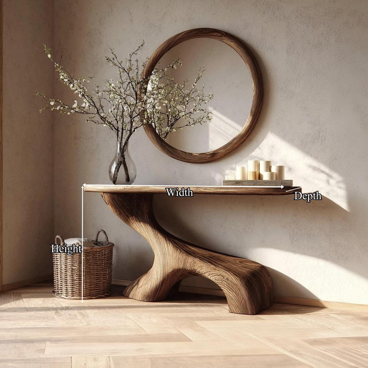Mid Century Solid Wood Entryway Console Table, Living Room & Hallway Accent Sofa Table, Model
