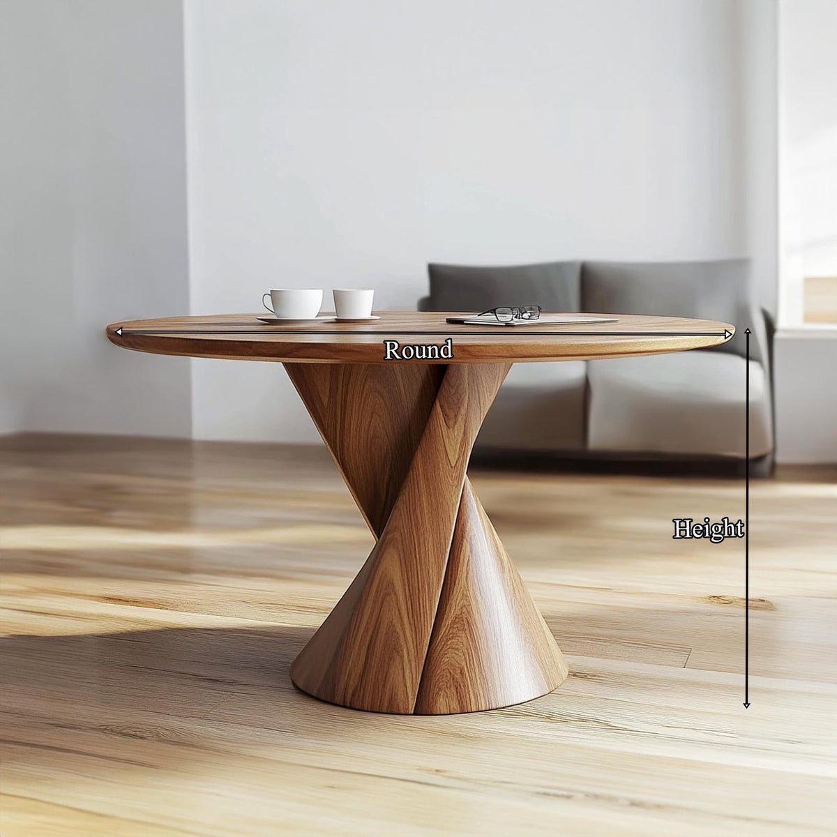 Mid Century Sculptural Coffee Table, Solid Wood Abstract Art Centerpiece Table for Living Room, Office, Lounge
