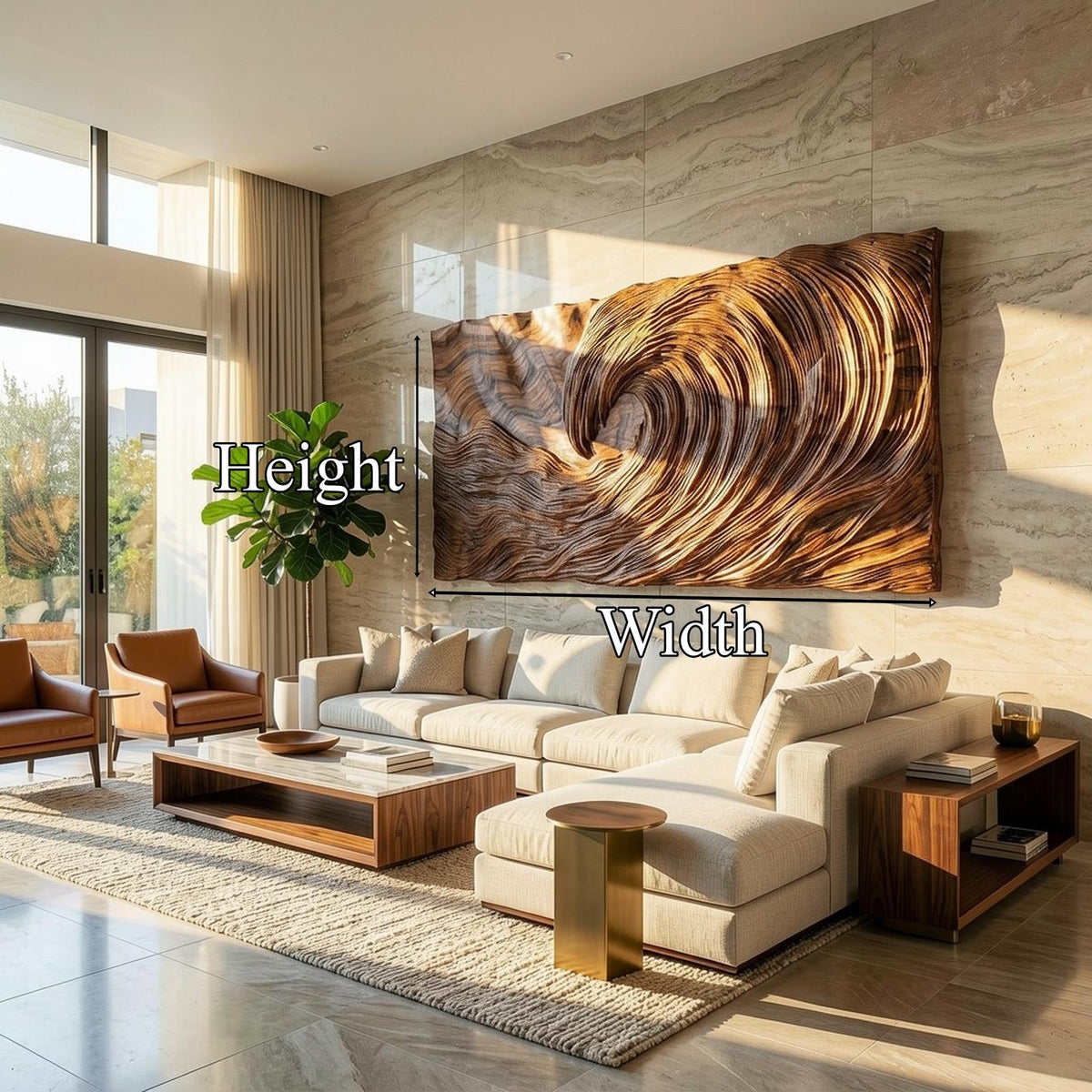 Modern Wood Sculpture Wall Decor, Handcrafted Abstract Wooden Hanging Art for Living Room