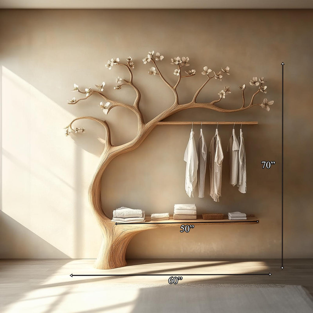 Rustic Tree Wardrobe Handcrafted Solid Wood Natural Bedroom Decor