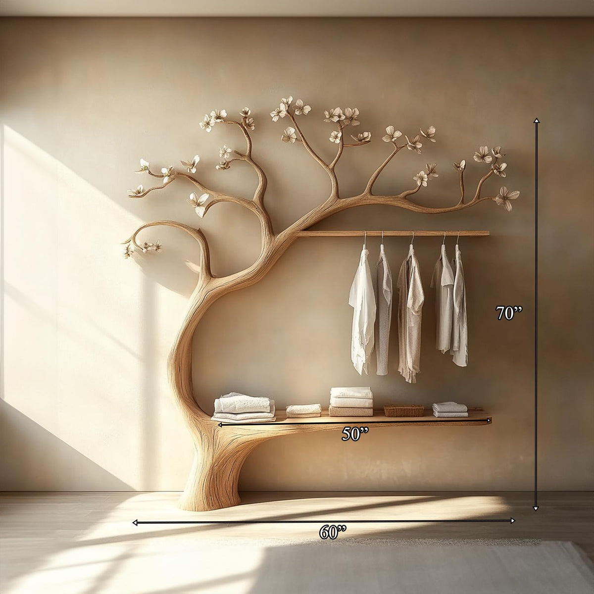 Rustic Tree Wardrobe Handcrafted Solid Wood Natural Bedroom Decor