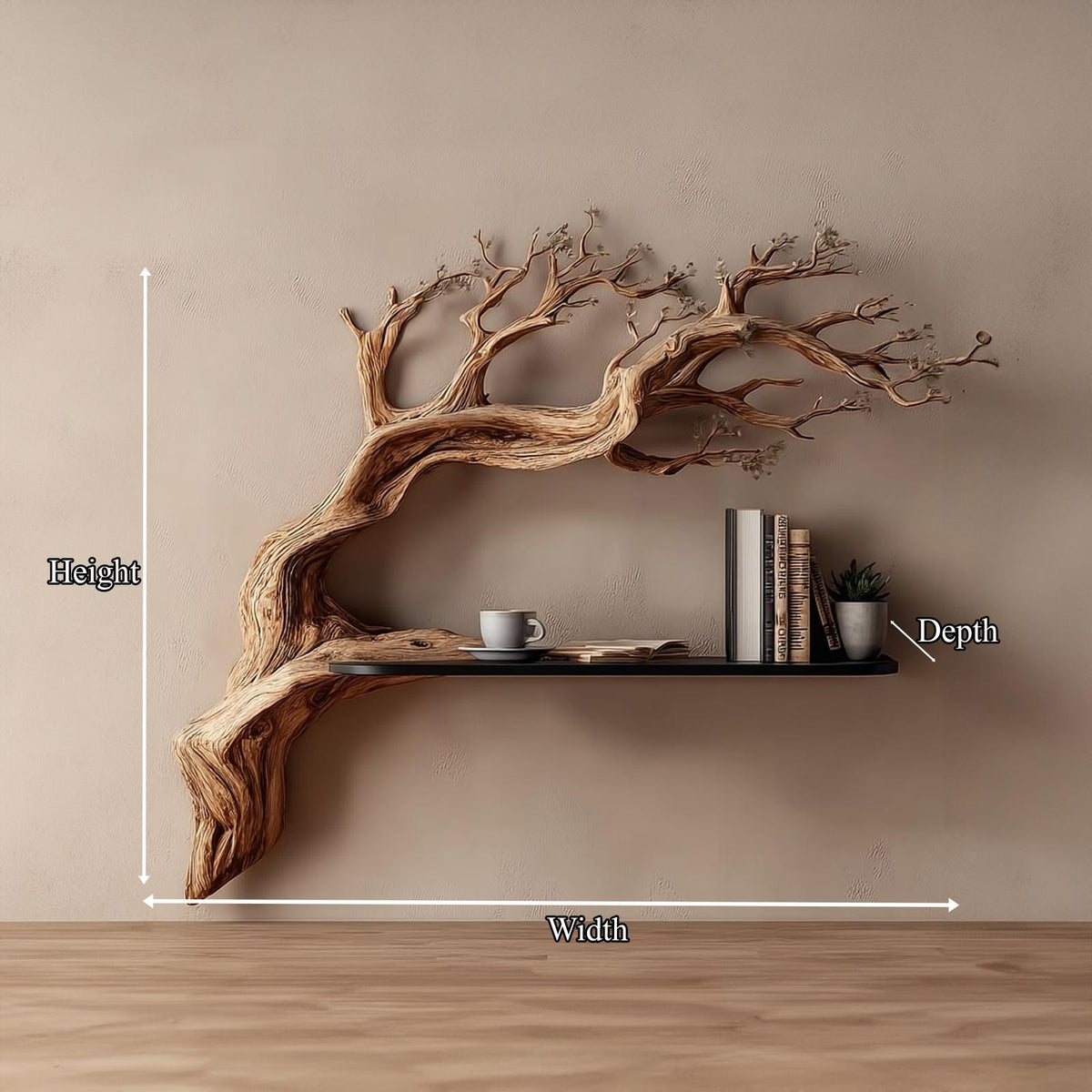 Rustic Branch Floating Shelf Artistic Bedroom Wall Decor