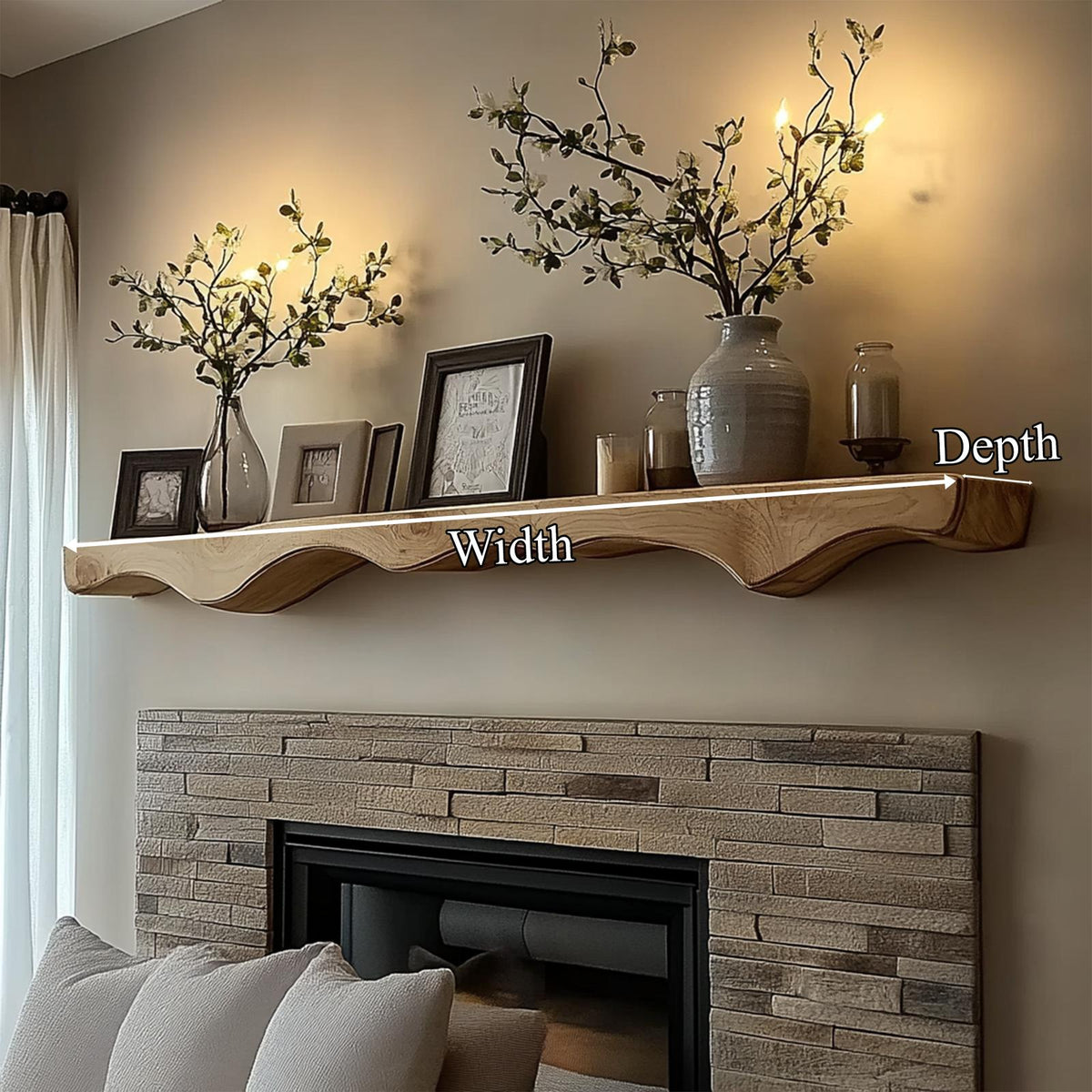 Mid Century Christmas Floating Wall Shelf Living Room Fireplace