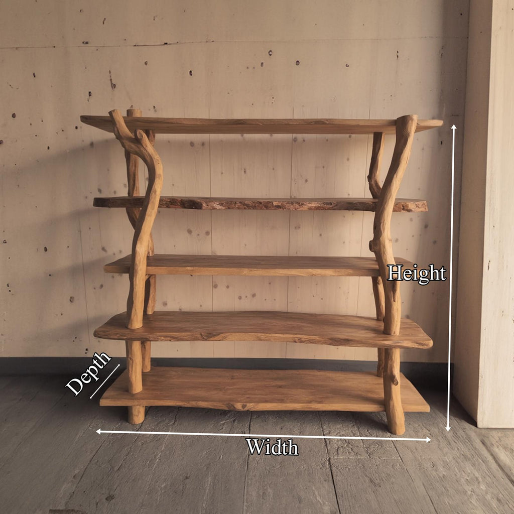 Rustic Wooden Branch Shelf Storage Living Room Or Dining Room