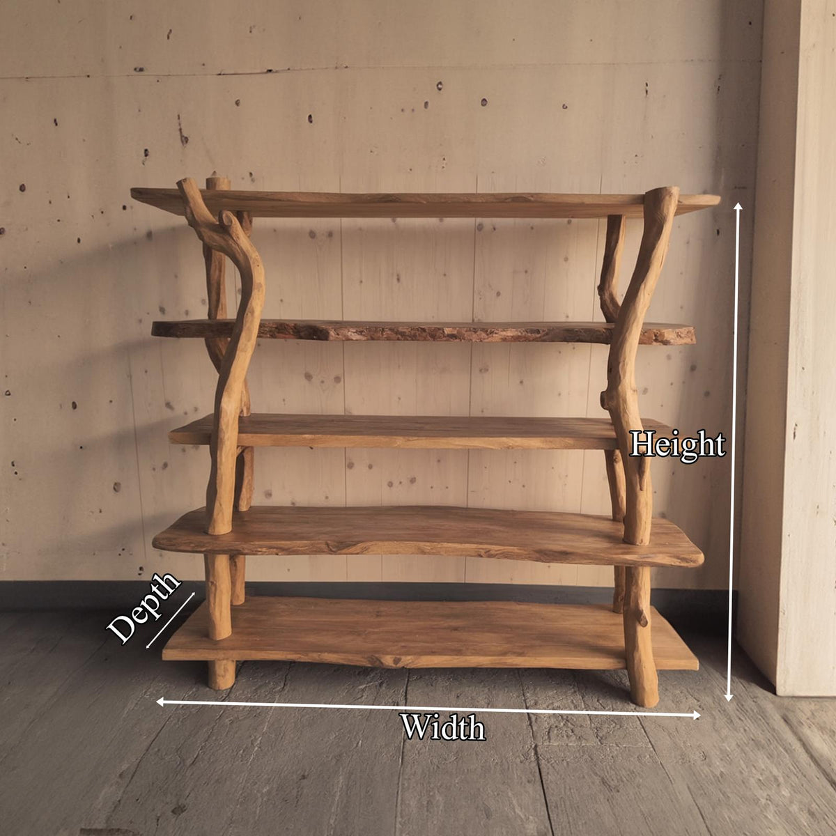 Rustic Wooden Branch Shelf Storage Living Room Or Dining Room