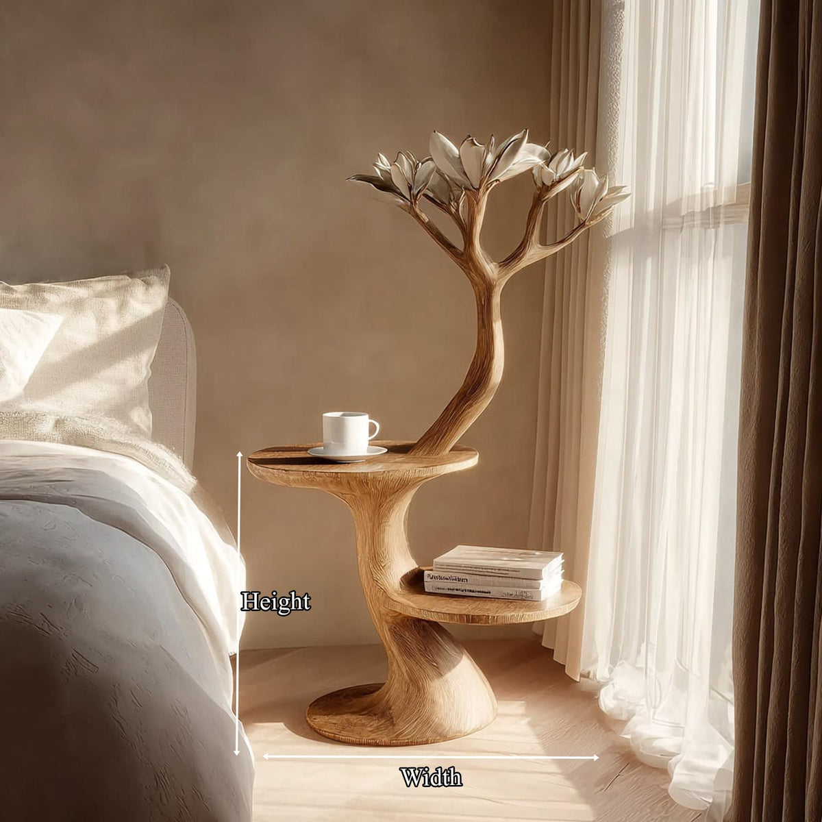 Rustic Tree Form Bedside Table Modern Bedroom