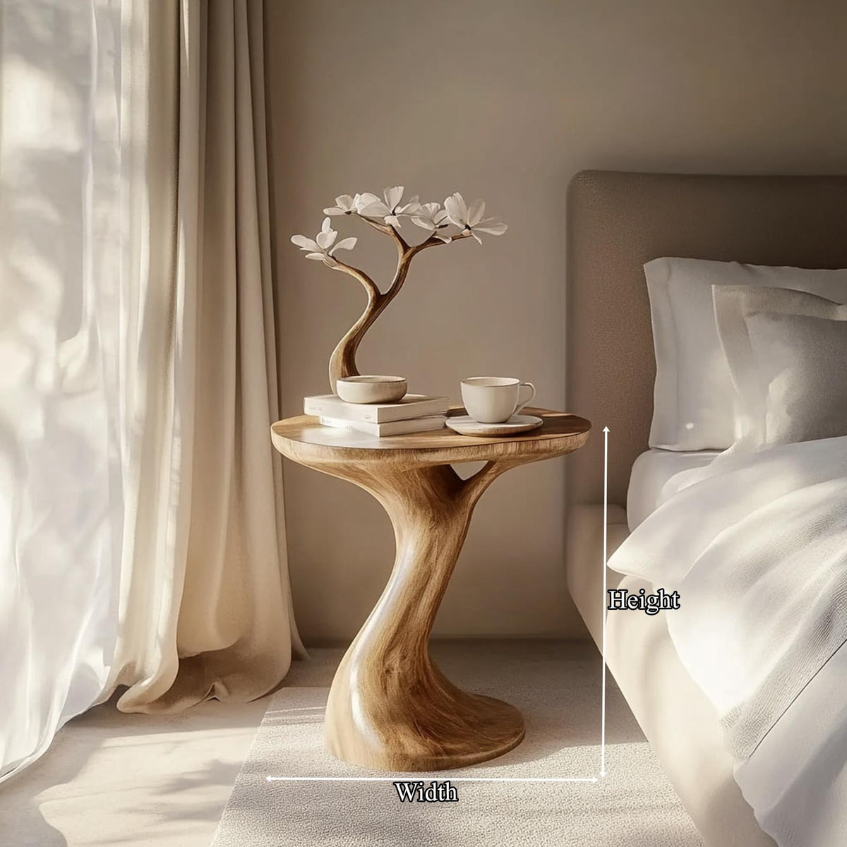 Handcrafted Rustic Tree Branch Nightstand, Unique Solid Wood Bedside Table & Entryway Accent End Table
