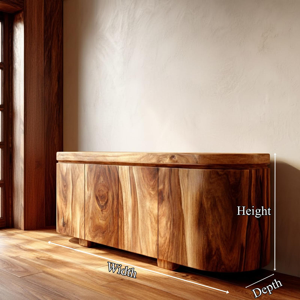Spry Interior Rustic Solid Wood Storage Cabinet, Handcrafted Credenza Sideboard Accent Furniture for Living Room and Bedroom, SINLKISC309
