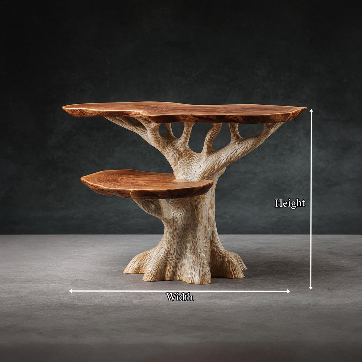 Handcrafted Rustic Sculptural Bedside Table, Wooden Nightstand & Artistic Accent End Table for Bedroom, Living Room