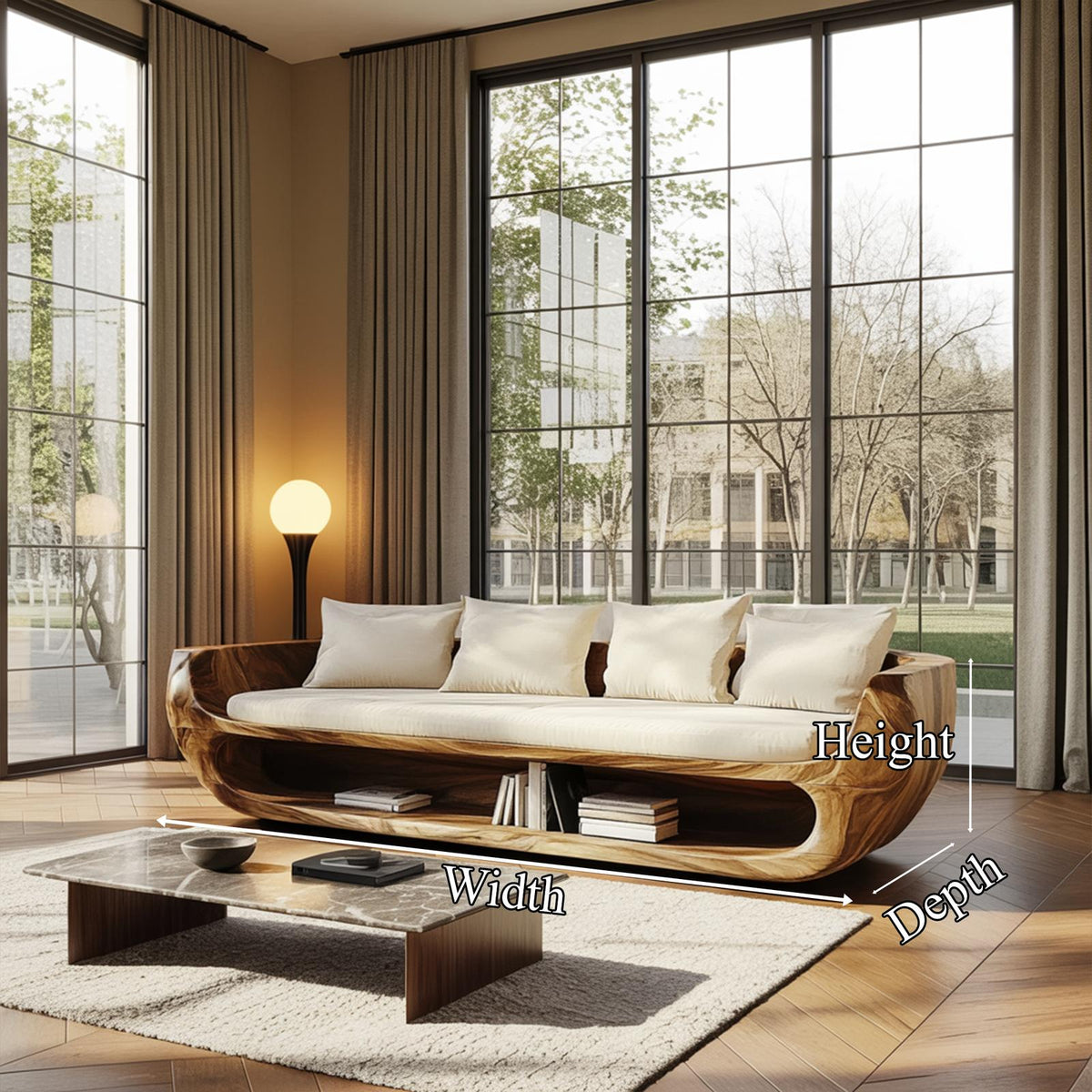 Rustic Solid Wood Sofa Table, Handcrafted Console behind Couch for Modern Living Room & Holiday Display