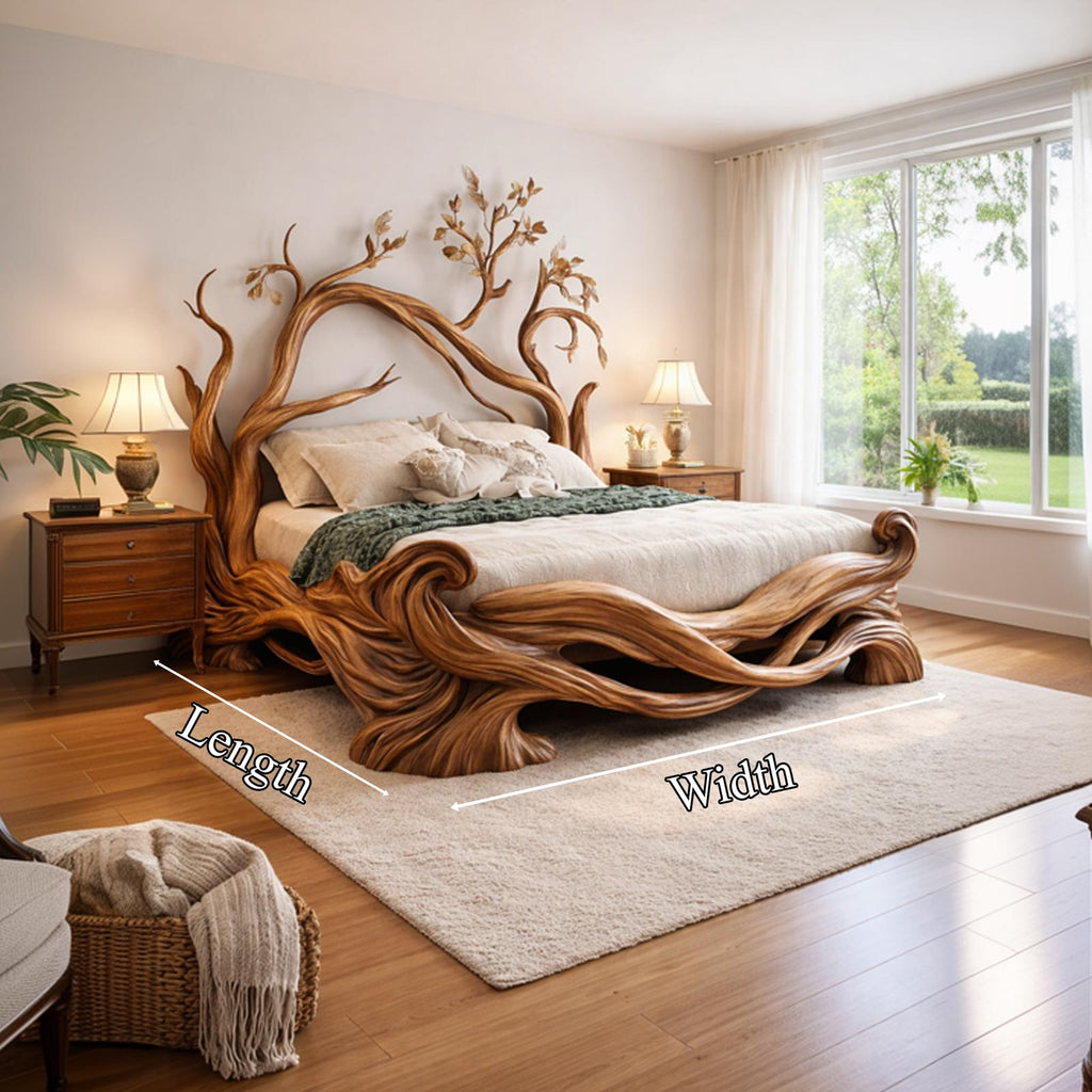 Rustic Natural Timber Bed Bedroom SINLKIWB087