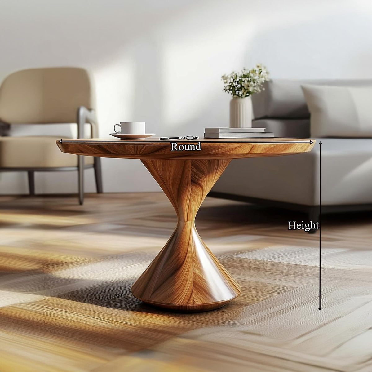 Mid Century Hourglass Coffee Table Living Room Office Room