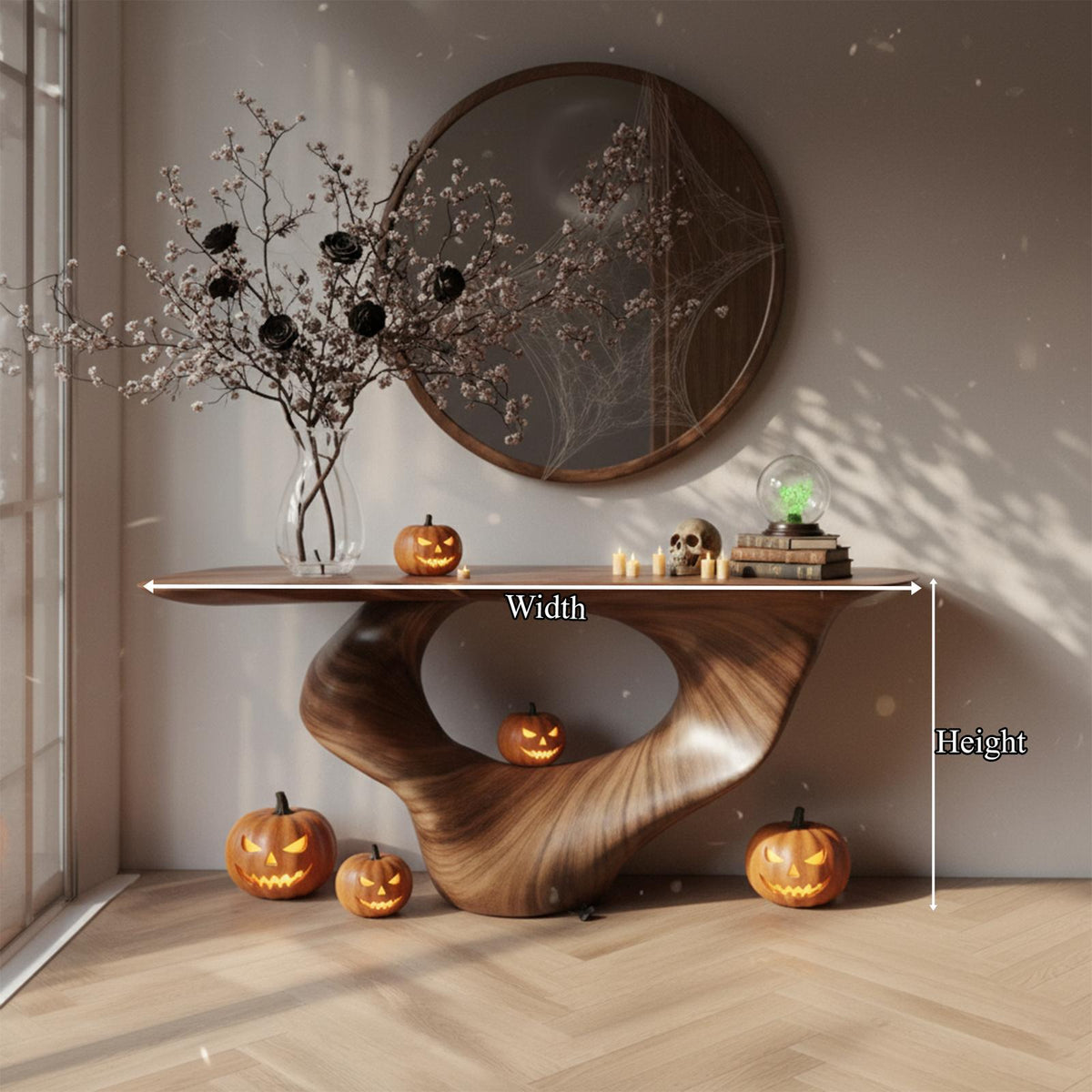 Mid-Century Modern Entryway Table, Rustic Branch Accent Table, Spooky Gothic Wood Console for Living Room & Hallway