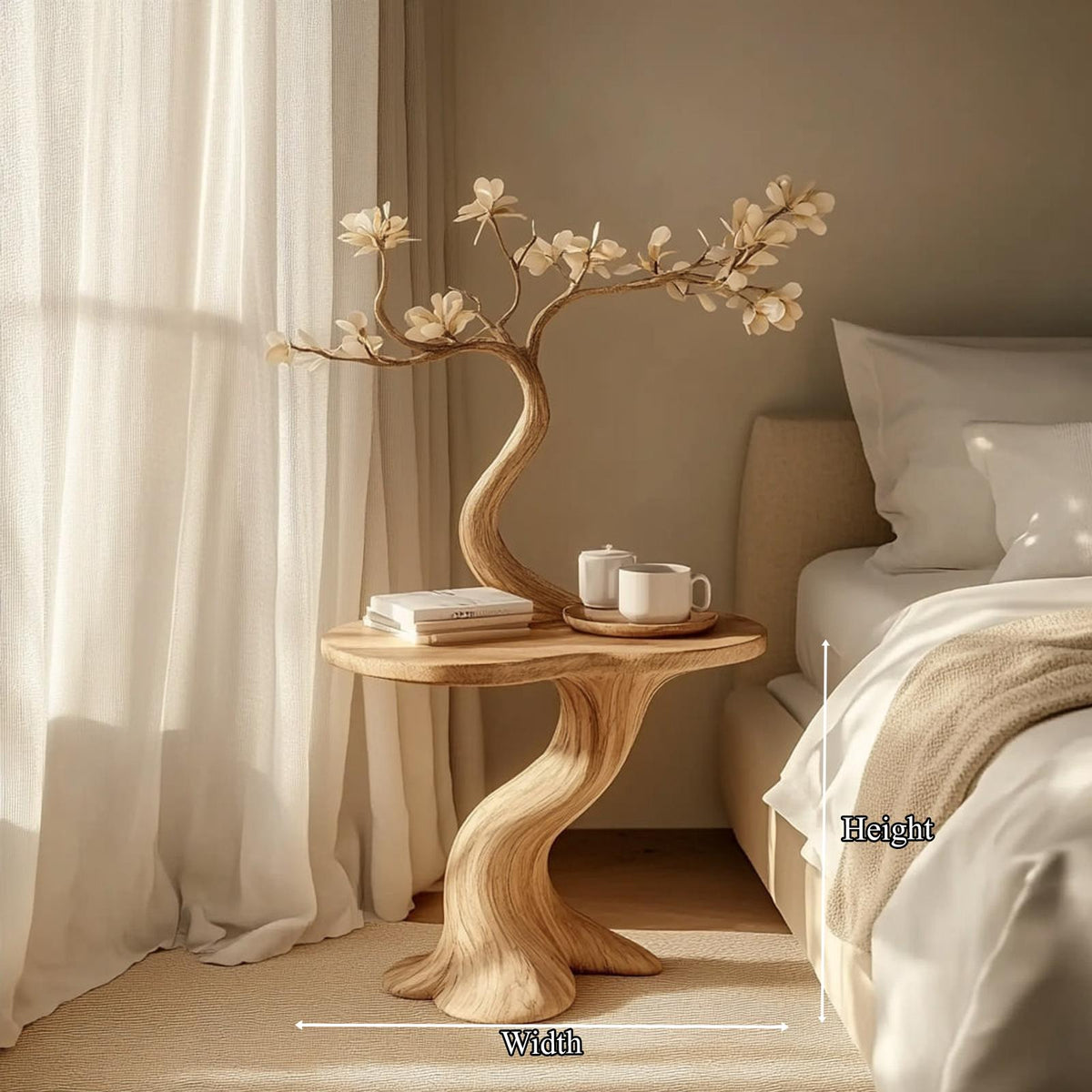 Rustic Organic Wood Nightstand, Handcrafted Bedside Table & Small End Table for Bedroom Reading Corner, Entryway