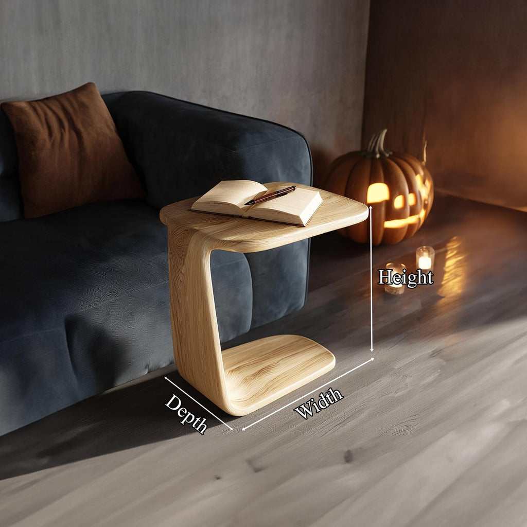 Organic Modern Side Table, Solid Natural Wood Sculptural Accent Table for Living Room, Bedside Nightstand End Table