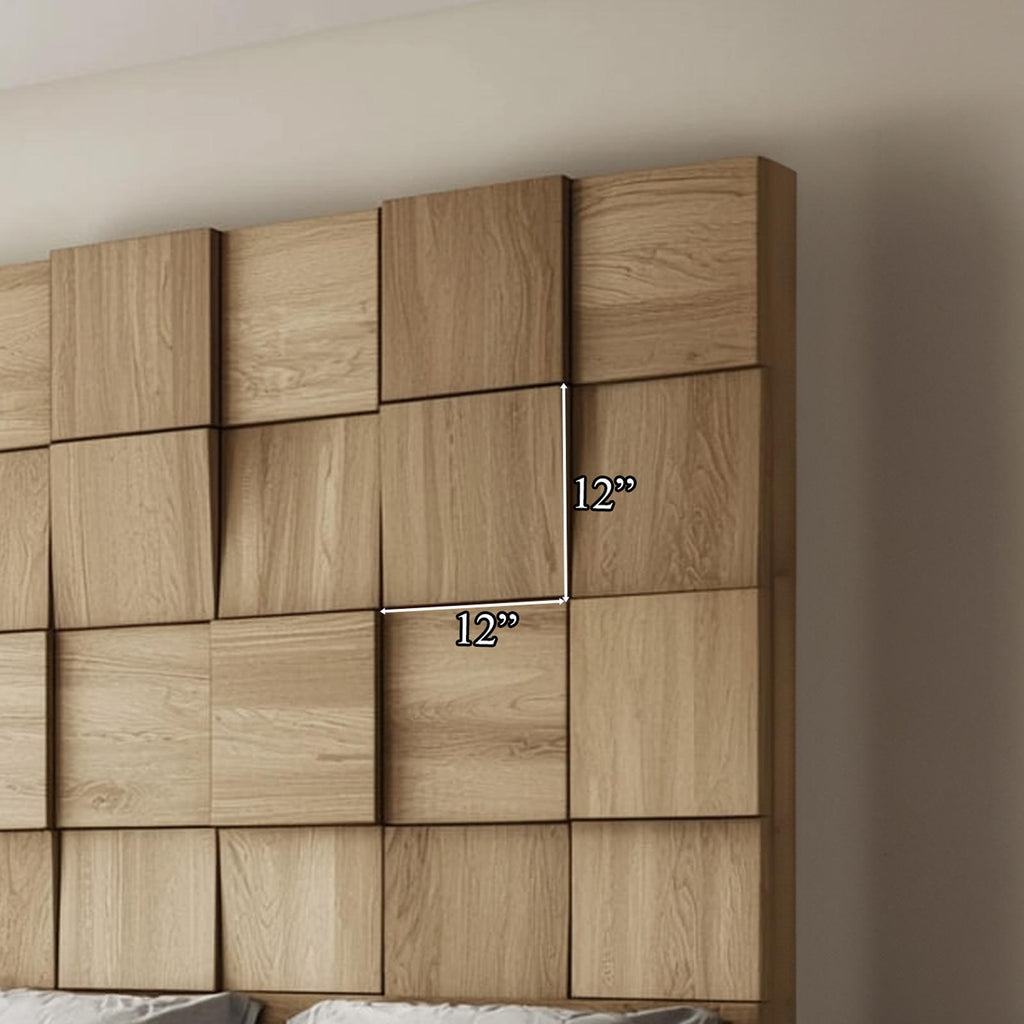 Rustic Organic Wooden Panel Headboard Solid Wood Bedroom Interior Architectural Wall Feature SINLKIDH008D