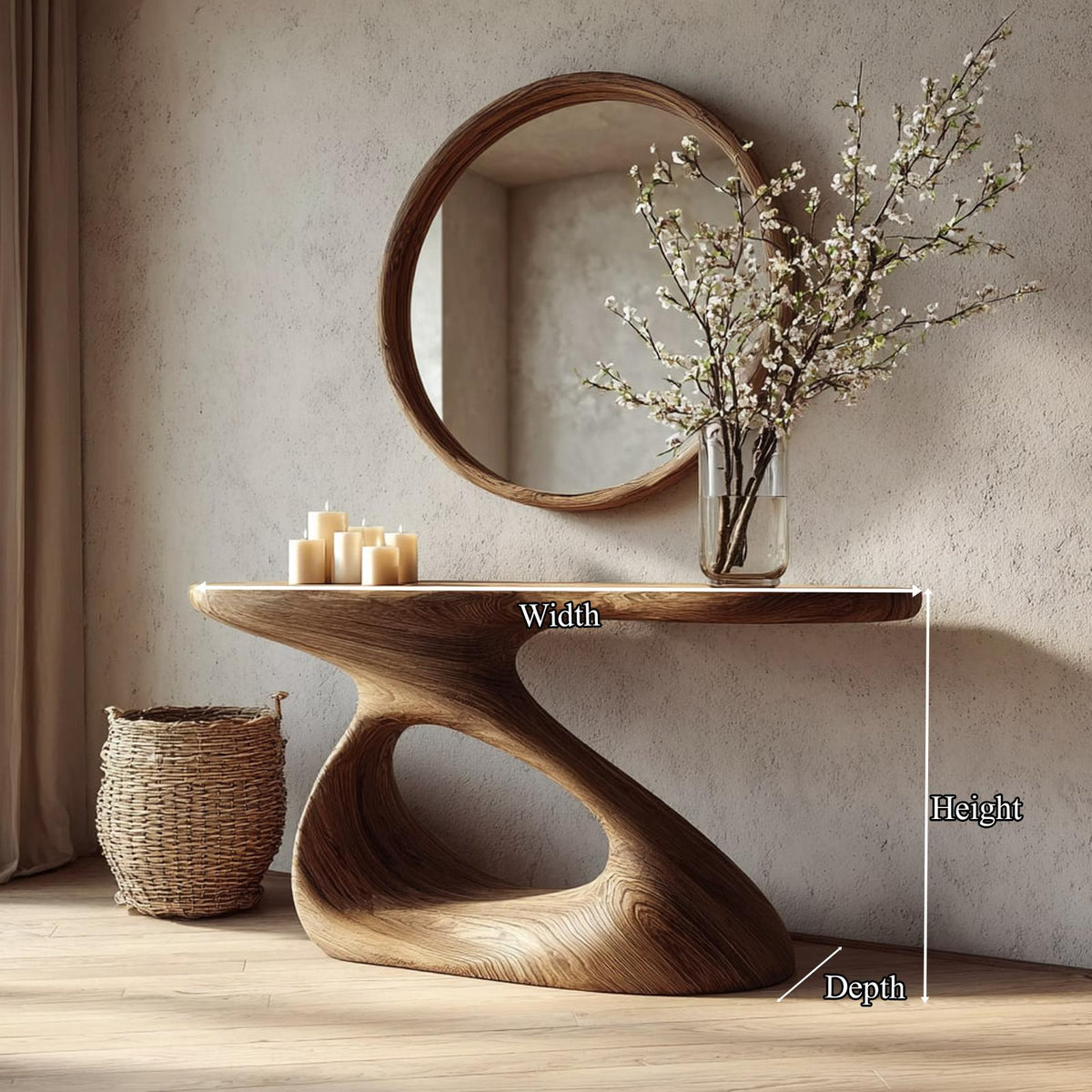 Mid Century Unique Solid Wood Console Table, Hallway & Living Room Wooden Accent Sofa Table, Model