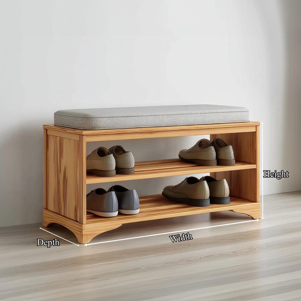 Rustic Farmhouse Shoe Rack Bench Entryway