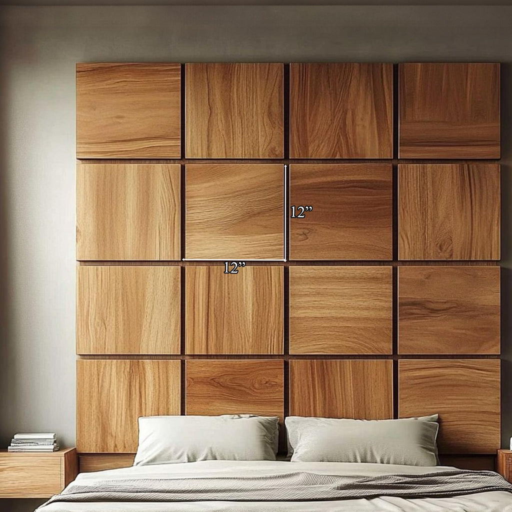 Handcrafted Wooden Panel Headboard Solid Wood Bedroom Interior Clean Line Design SINLKIDH013