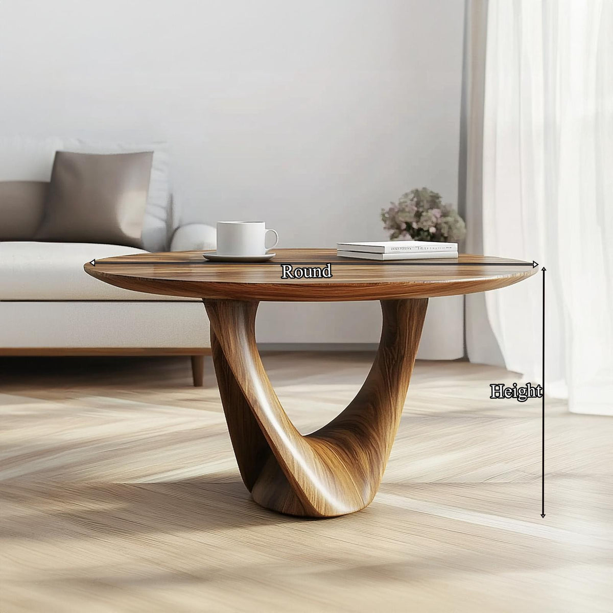 Mid Century Sculptural Twist Coffee Table, Handcrafted Wood Abstract Art Centerpiece for Living Room, Lounge, Den