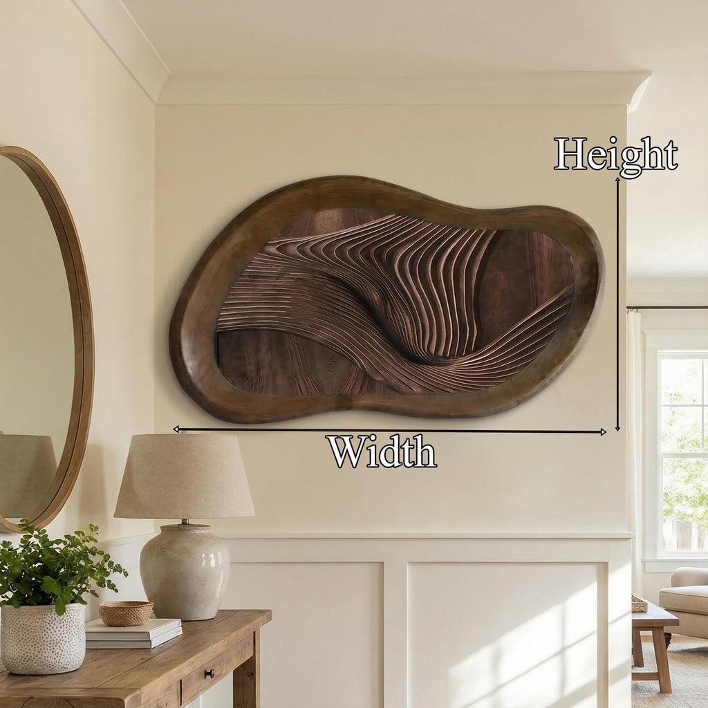 Midcentury Organic Wood Sculpture, Handcrafted Geometric Wall Decor for Living Room & Bedroom