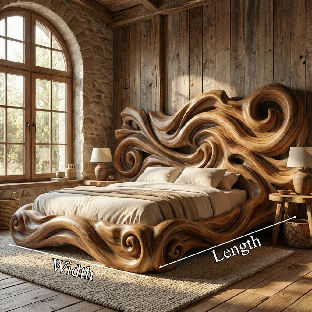 Rustic Sculptural Bed Frame For Bedroom Or Master Bedroom