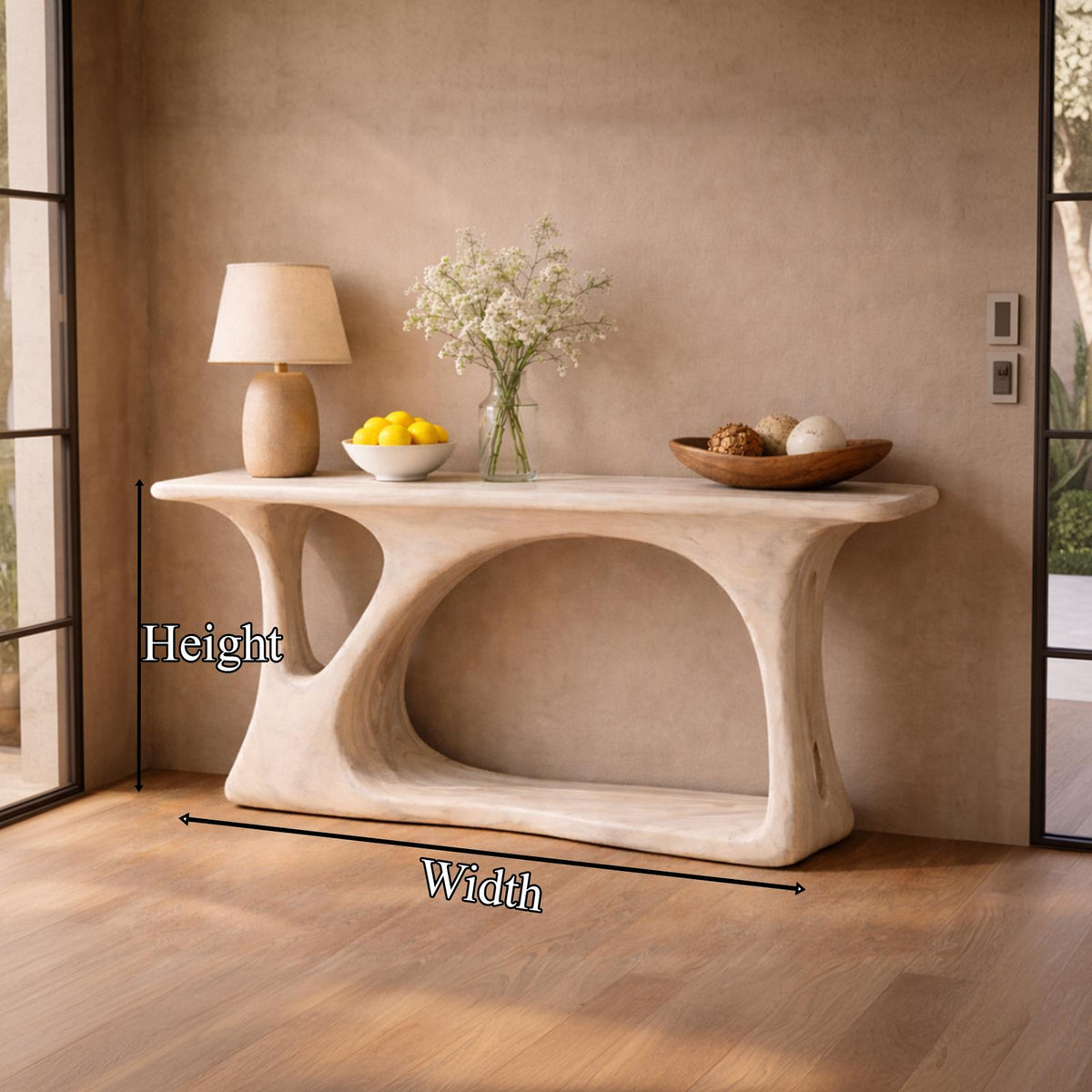 Spry Interior Natural Wood Console Table with Tree Inspired Base, Handmade Organic Entryway Table for Modern Living Room Decor, SINLKICS454