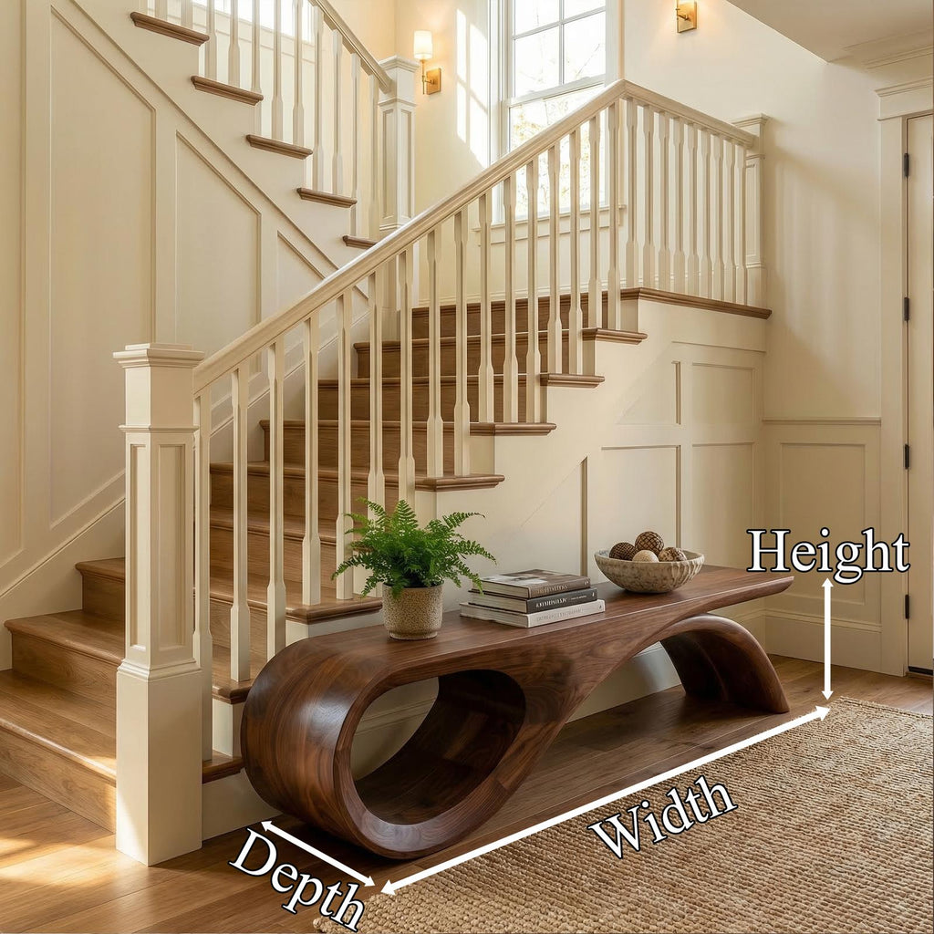 Spry Interior Rustic Solid Wood Bench, Loop Curved Base Entryway Bench & Indoor Seating for Living Room, SINLKIRS089
