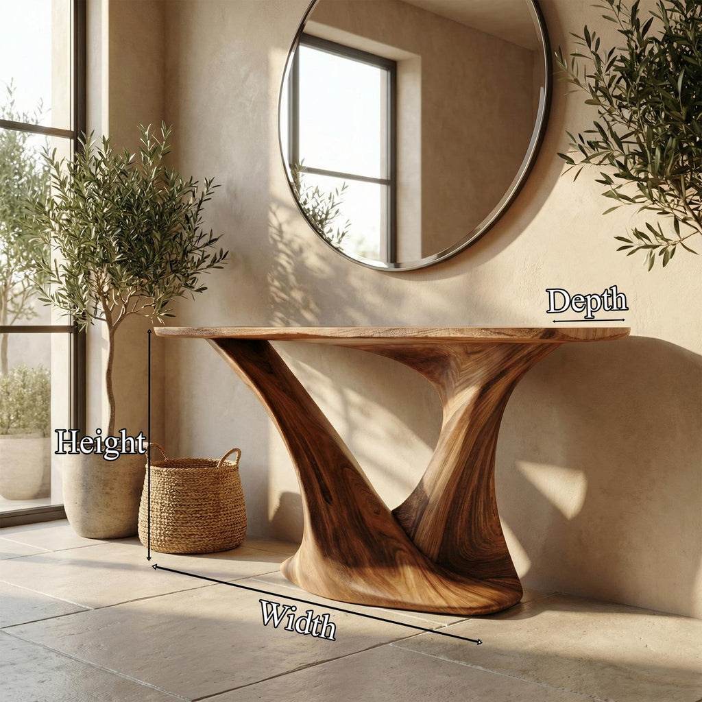 Modern Split Pedestal Wood Console Table, Handcrafted Entryway, Hallway & Sofa Back Table