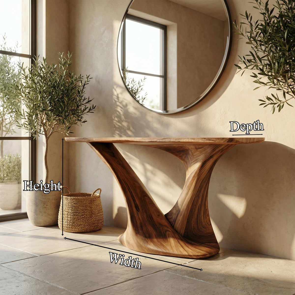 Modern Split Pedestal Wood Console Table, Handcrafted Entryway, Hallway & Sofa Back Table