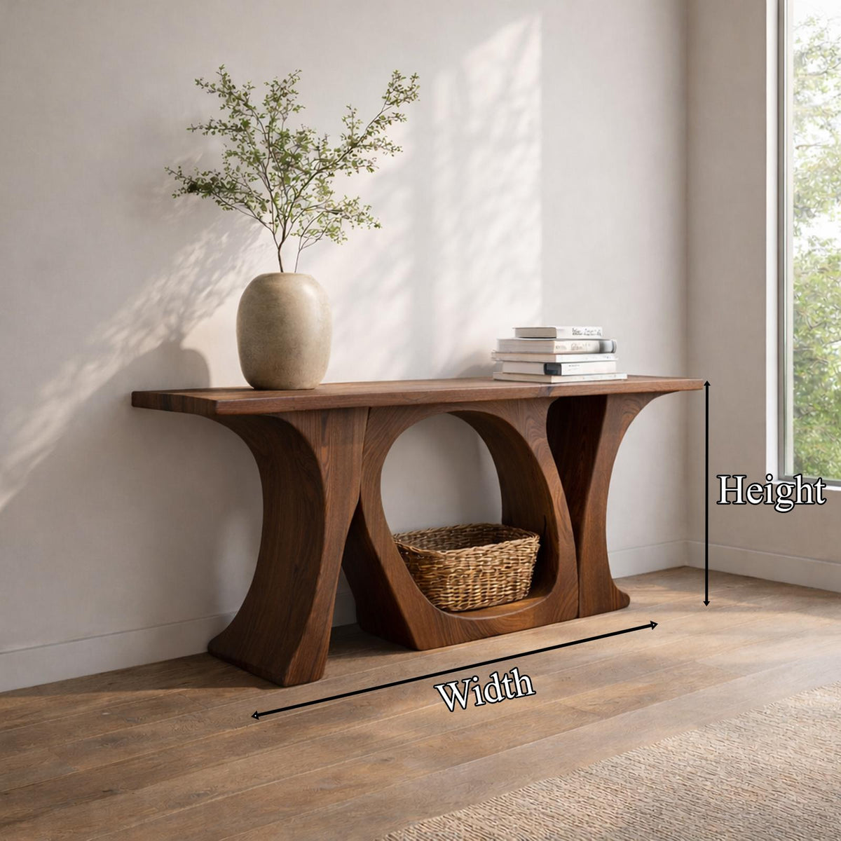 Spry Interior Handcrafted Organic Wood Console Table, Sculptural Tree Design Entryway Accent Table for Hallway Home Decor, SINLKICS460