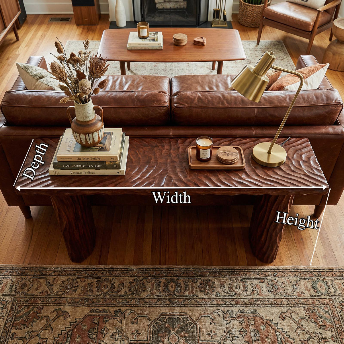 Rustic Textured Solid Wood Console Table, Sofa Back Narrow Entryway & Hallway Display Table