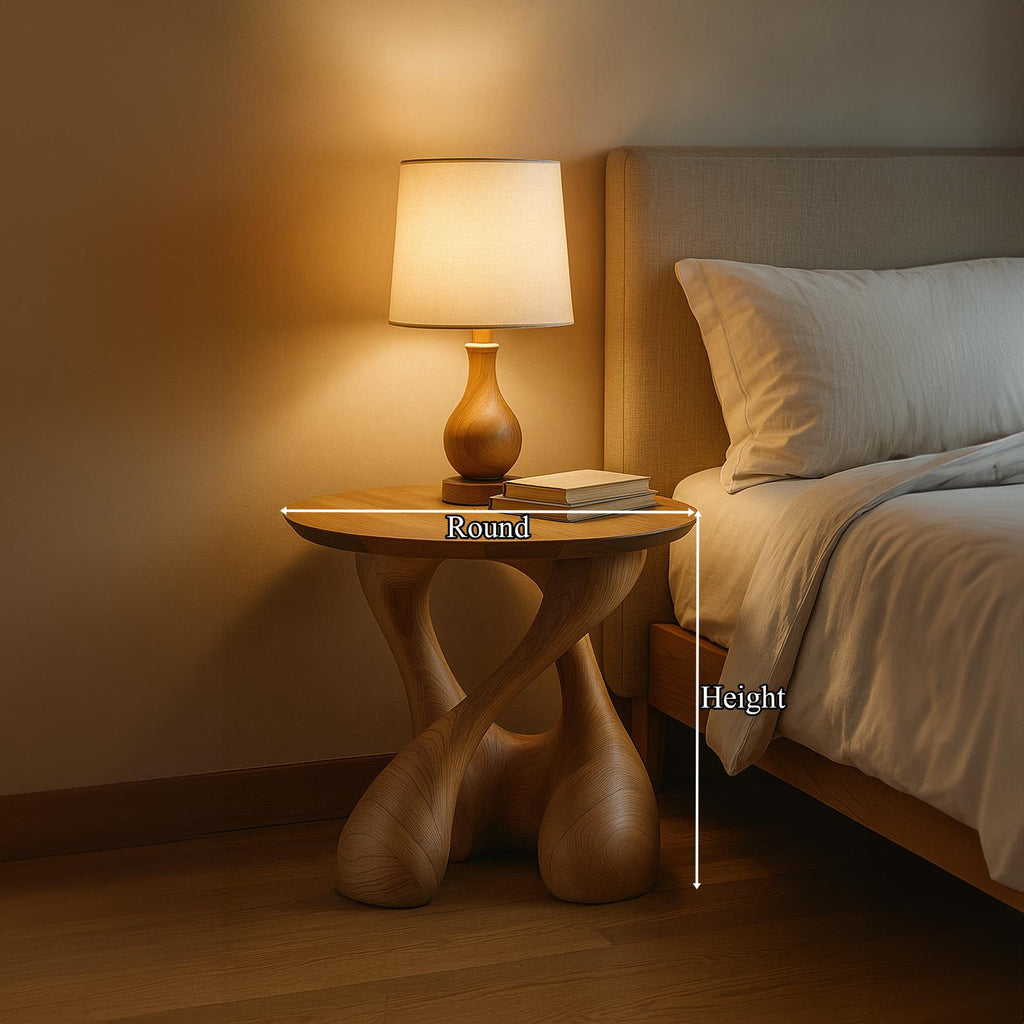 Free Standing Mid-Century End Table, Solid Wood Side Table & Bedside Nightstand for Living Room & Bedroom