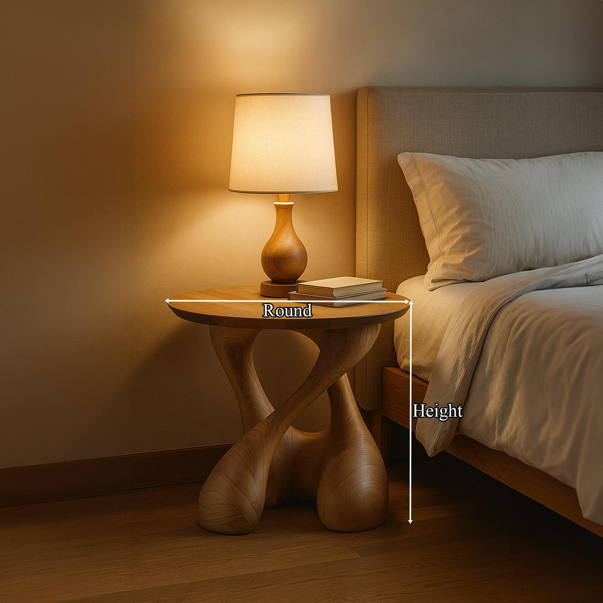 Free Standing Mid-Century End Table, Solid Wood Side Table & Bedside Nightstand for Living Room & Bedroom