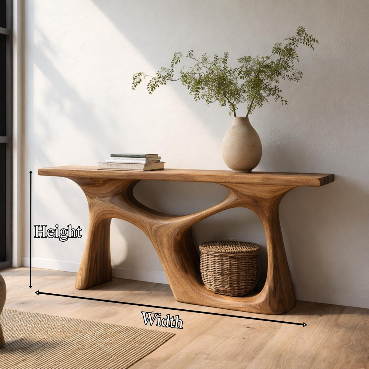 Organic Modern Console Table Sculptural Design For Japandi Interior SINLKICS462